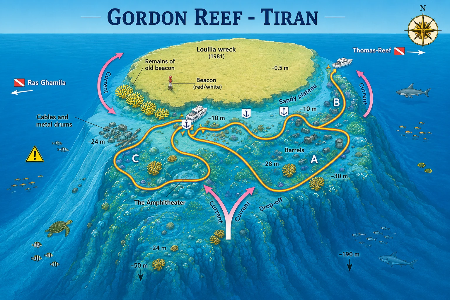 Gordon Reef dive map